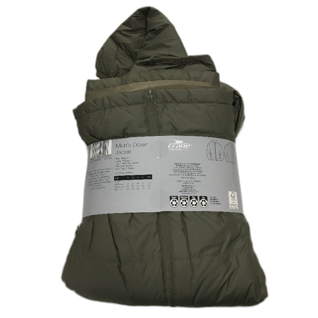 Crane Performance Green Water Repellent Feather & Down Jacket Mens Size S NEW