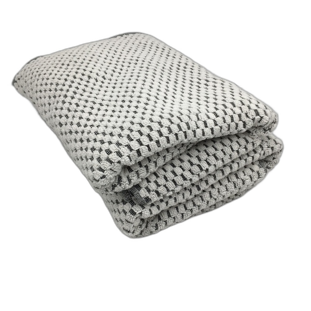 Kirkton House 2 Pack 100% Cotton White & Charcoal Textured Bath Towel Set NEW