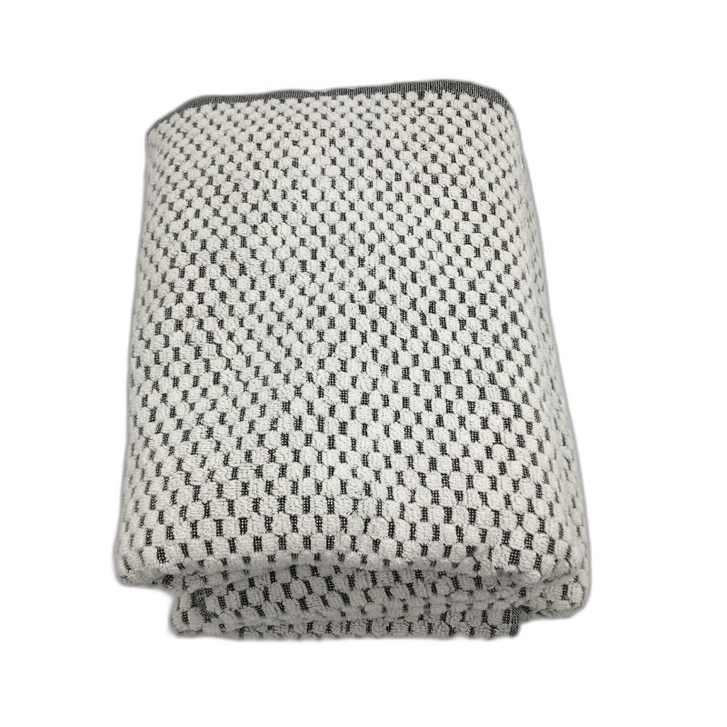 Kirkton House 2 Pack 100% Cotton White & Charcoal Textured Bath Towel Set NEW