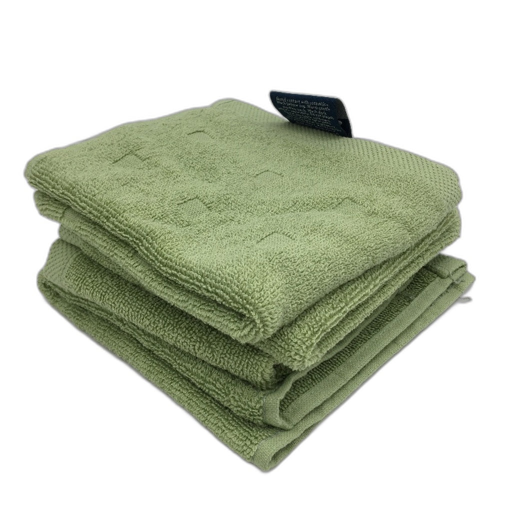 Kirkton House 5Pce Green Square Patterned Hand Towel & 4 Face Washer Pack NEW