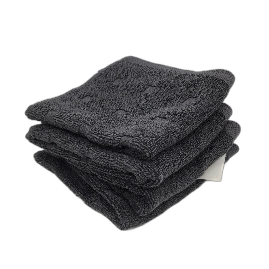 Kirkton House 5Pce Charcoal Square Patterned Hand Towel & 4 Face Washer Pack NEW