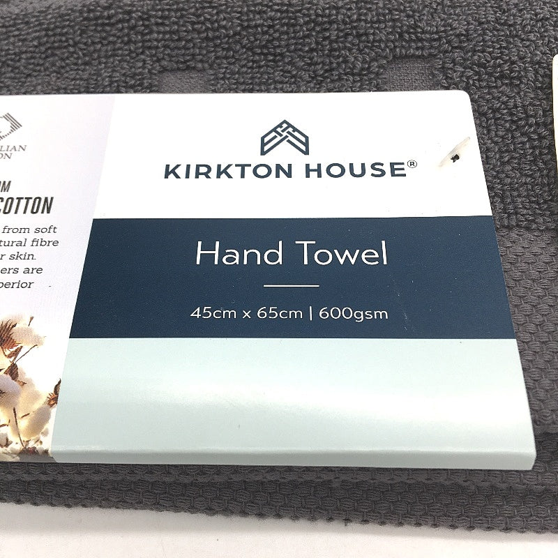 Kirkton House 5Pce Charcoal Square Patterned Hand Towel & 4 Face Washer Pack NEW