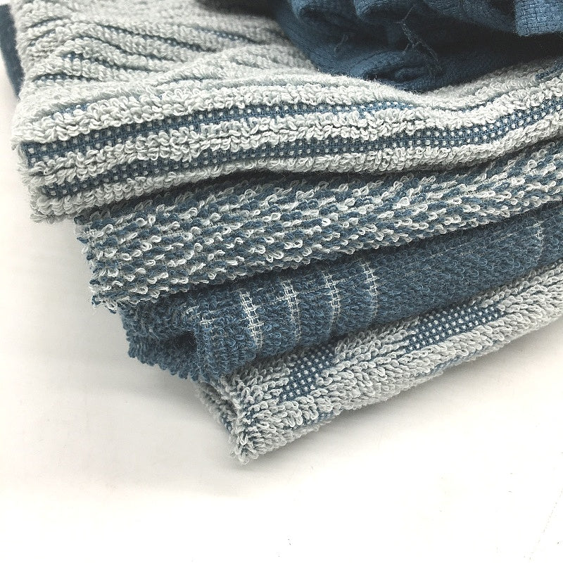 Kirkton House 8Pce Steel Blue Patterned 4 Hand Towels & 4 Face Washers Pack NEW