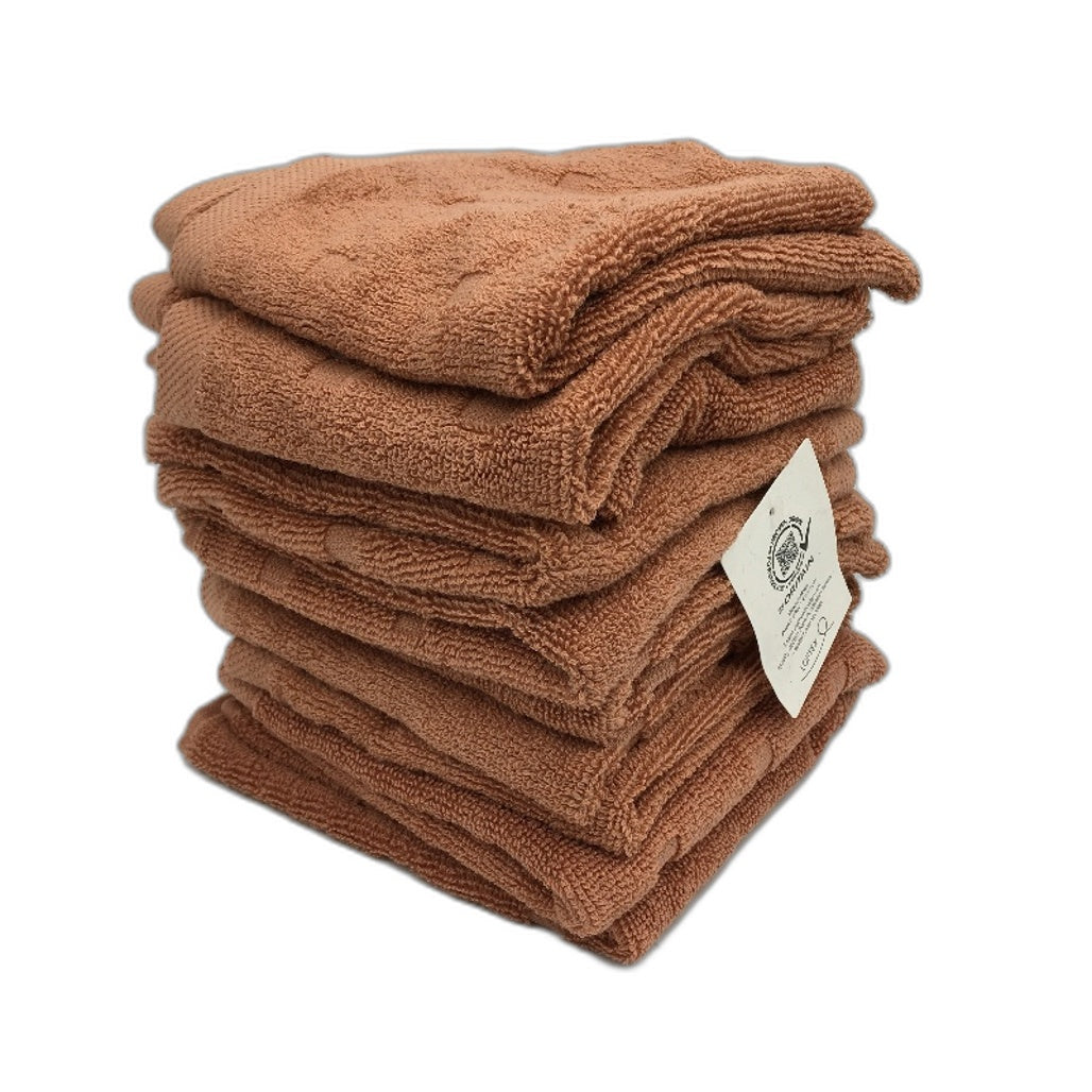 Kirkton House 10Pce Terracotta Brick Square Patterned Luxe Face Washers Pack NEW