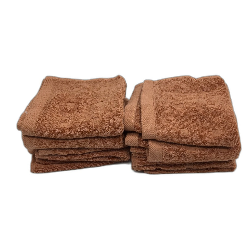 Kirkton House 10Pce Terracotta Brick Square Patterned Luxe Face Washers Pack NEW