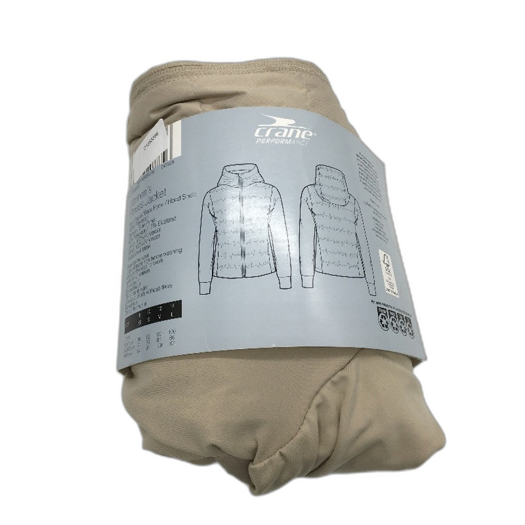 Crane Beige Zip Up Fitness Lightweight Slim Fit Jacket Ladies Size Small NEW