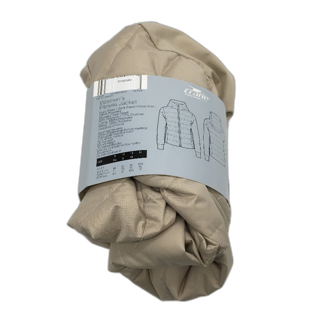 Crane Beige Zip Up Fitness Lightweight Slim Fit Jacket Ladies Size XS NEW