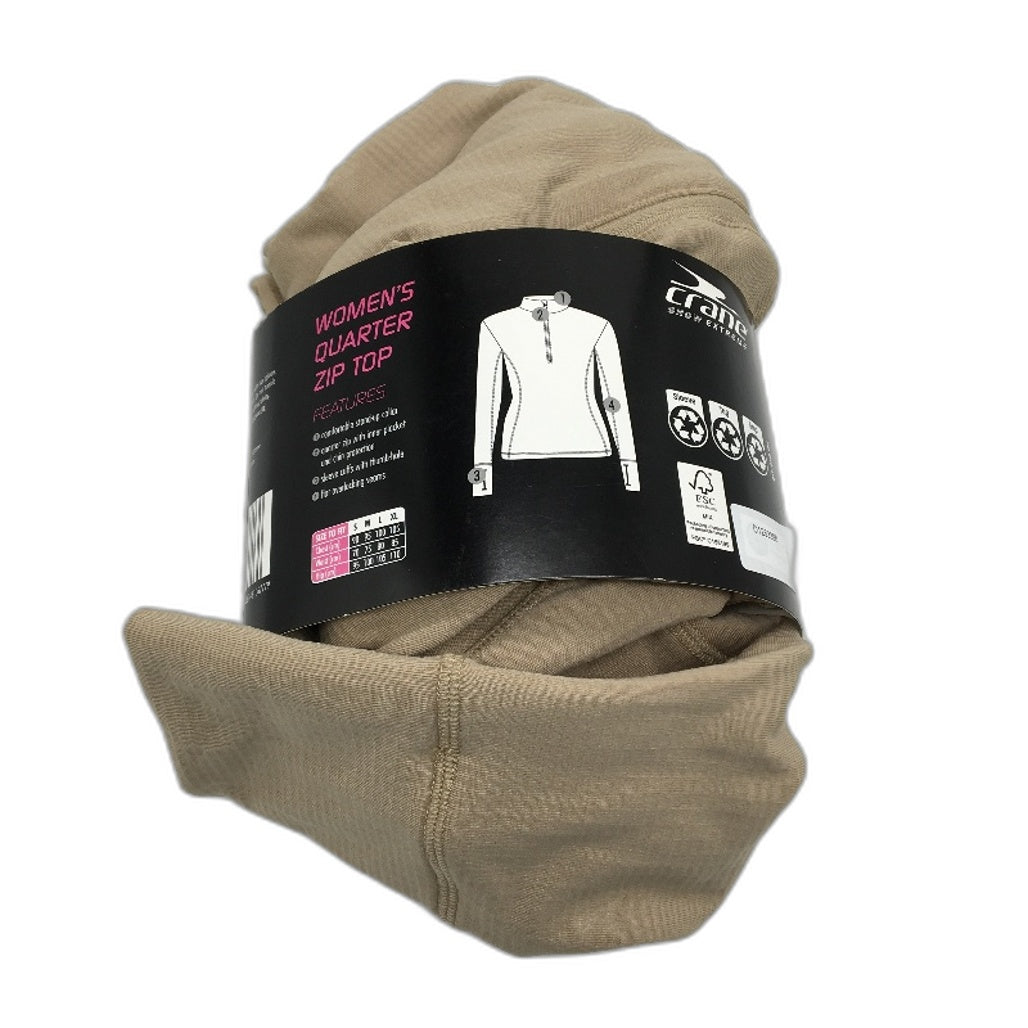 Crane Performance Snow Extreme Tan Quarter Zip Top Ladies Size Medium NEW