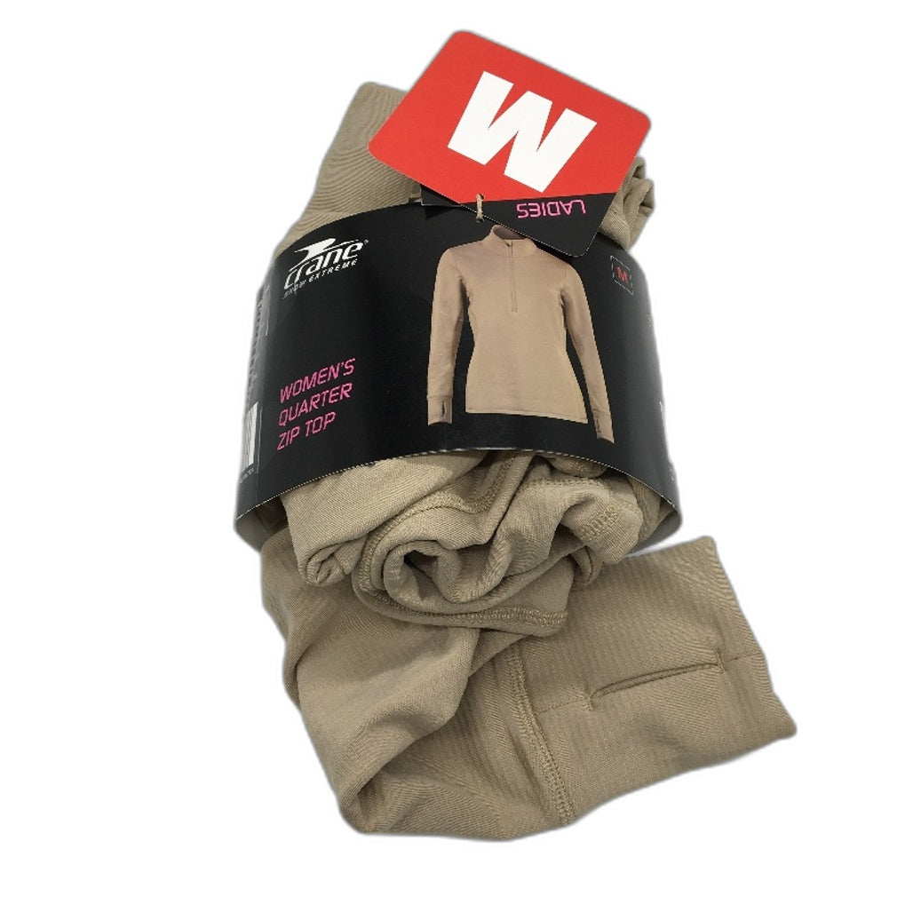 Crane Performance Snow Extreme Tan Quarter Zip Top Ladies Size Medium NEW