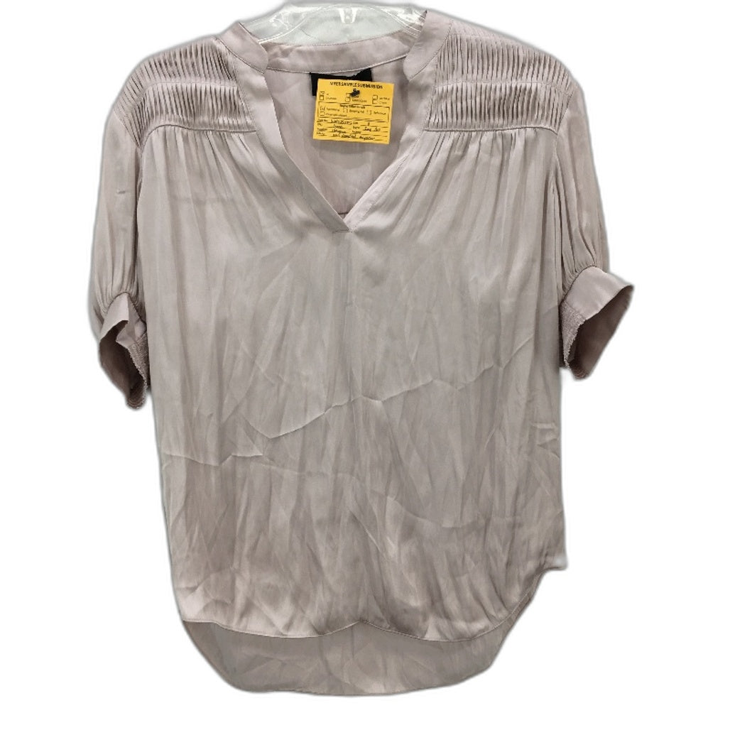Basque Petites Soft Pink Silky Satin Short Sleeve V Neck Blouse Ladies Sze 8 NEW
