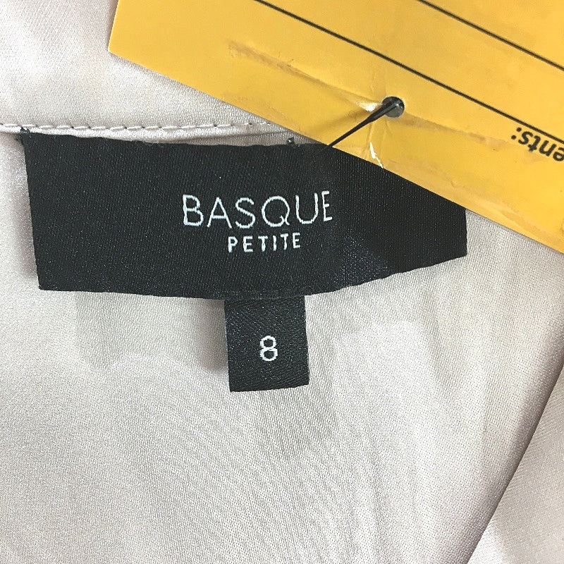 Basque Petites Soft Pink Silky Satin Short Sleeve V Neck Blouse Ladies Sze 8 NEW