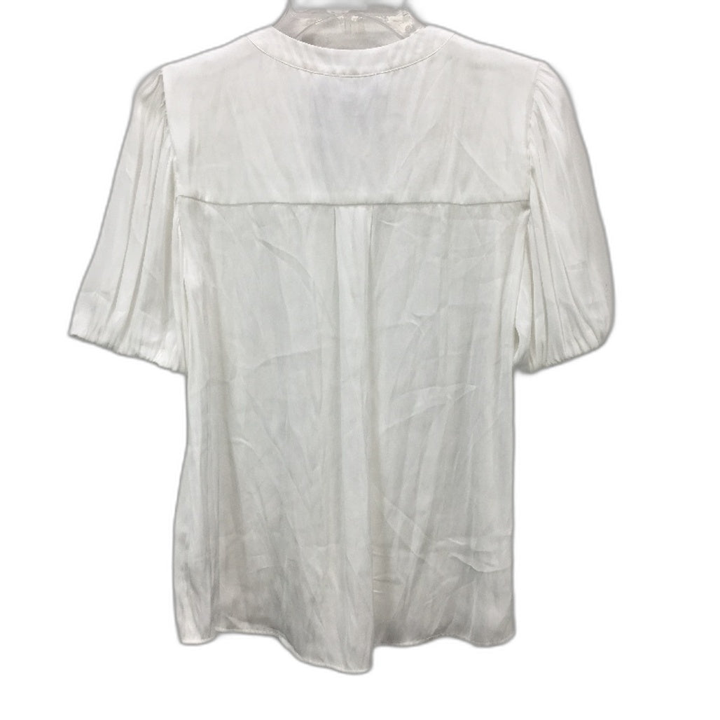 Basque Petites Ivory White Silky Satin Short Sleeve V Neck Blouse Size 10 NEW