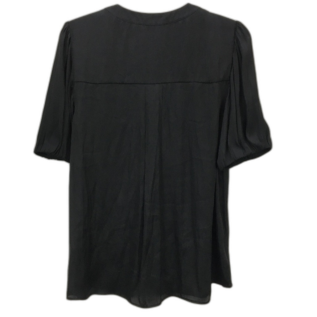 Basque Petites Black Silky Satin Short Sleeve V Neck Blouse Ladies Size 10 NEW