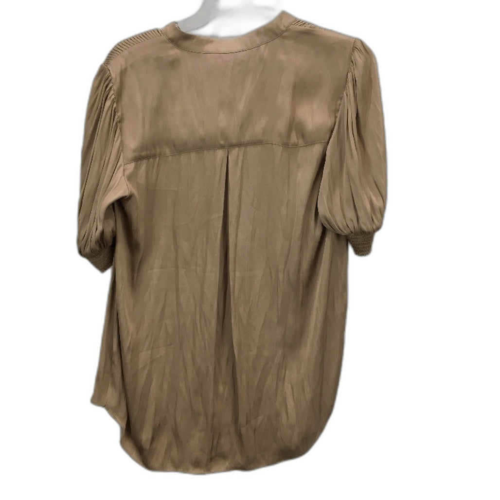 Basque Petites Camel Tan Silky Satin Pin Tuck V Neck Blouse Ladies Size 10 NEW