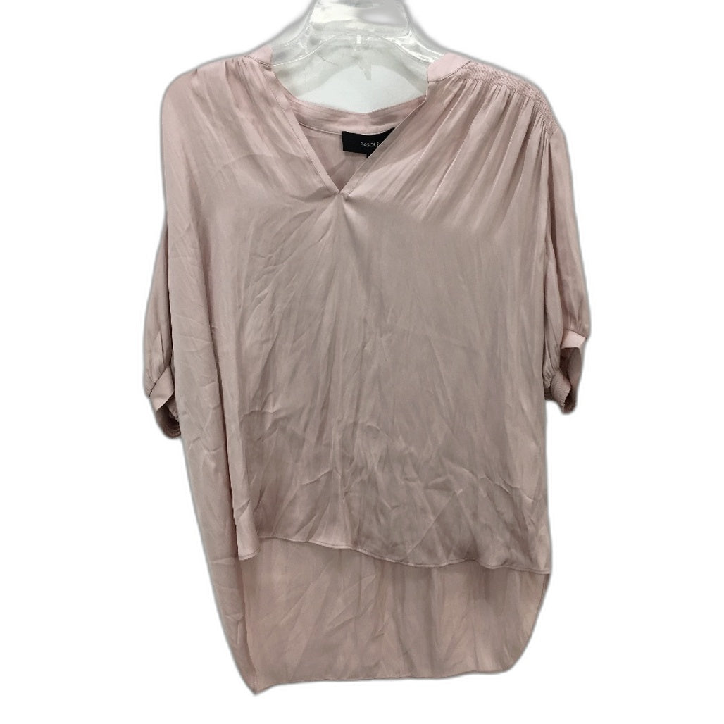 Basque Petites Light Pink Silky Satin Pin Tuck V Neck Blouse Ladies Size 10 NEW