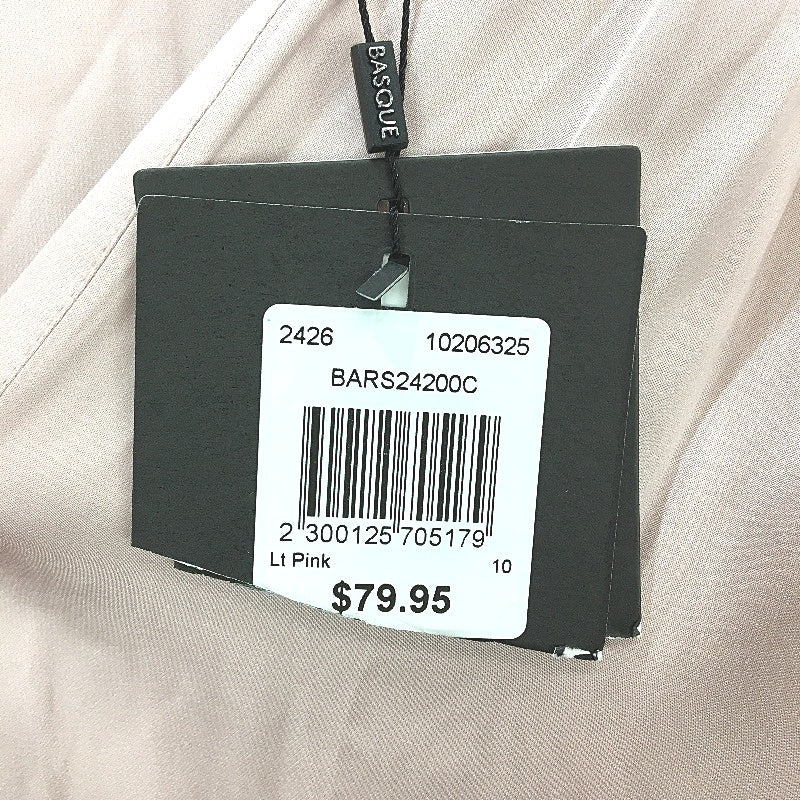 Basque Petites Light Pink Silky Satin Pin Tuck V Neck Blouse Ladies Size 10 NEW