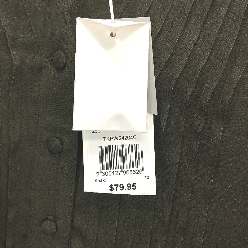 Tokito Petites Russet Dreams Khaki Silky Long Sleeve Blouse Ladies Size 10 NEW