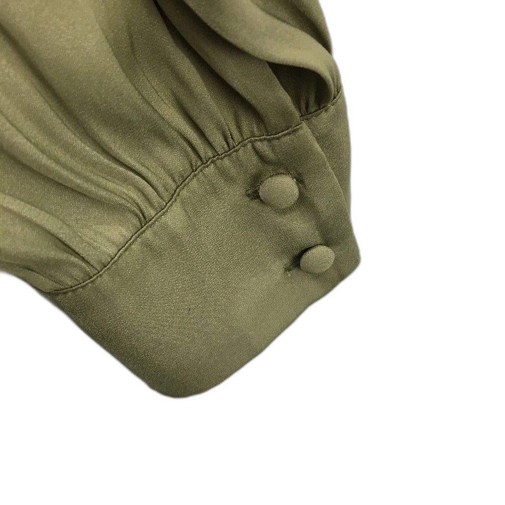 Tokito Petites Khaki Green Silky Long Sleeve V Neck Blouse Ladies Size 10 NEW