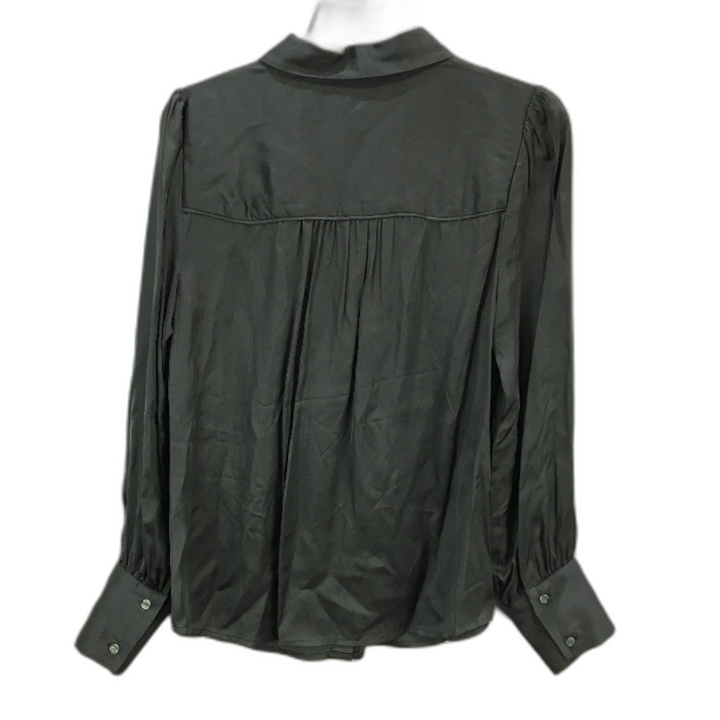 Tokito Petites Dark Green Silky Long Sleeve Button Up Blouse Ladies Size 10 NEW