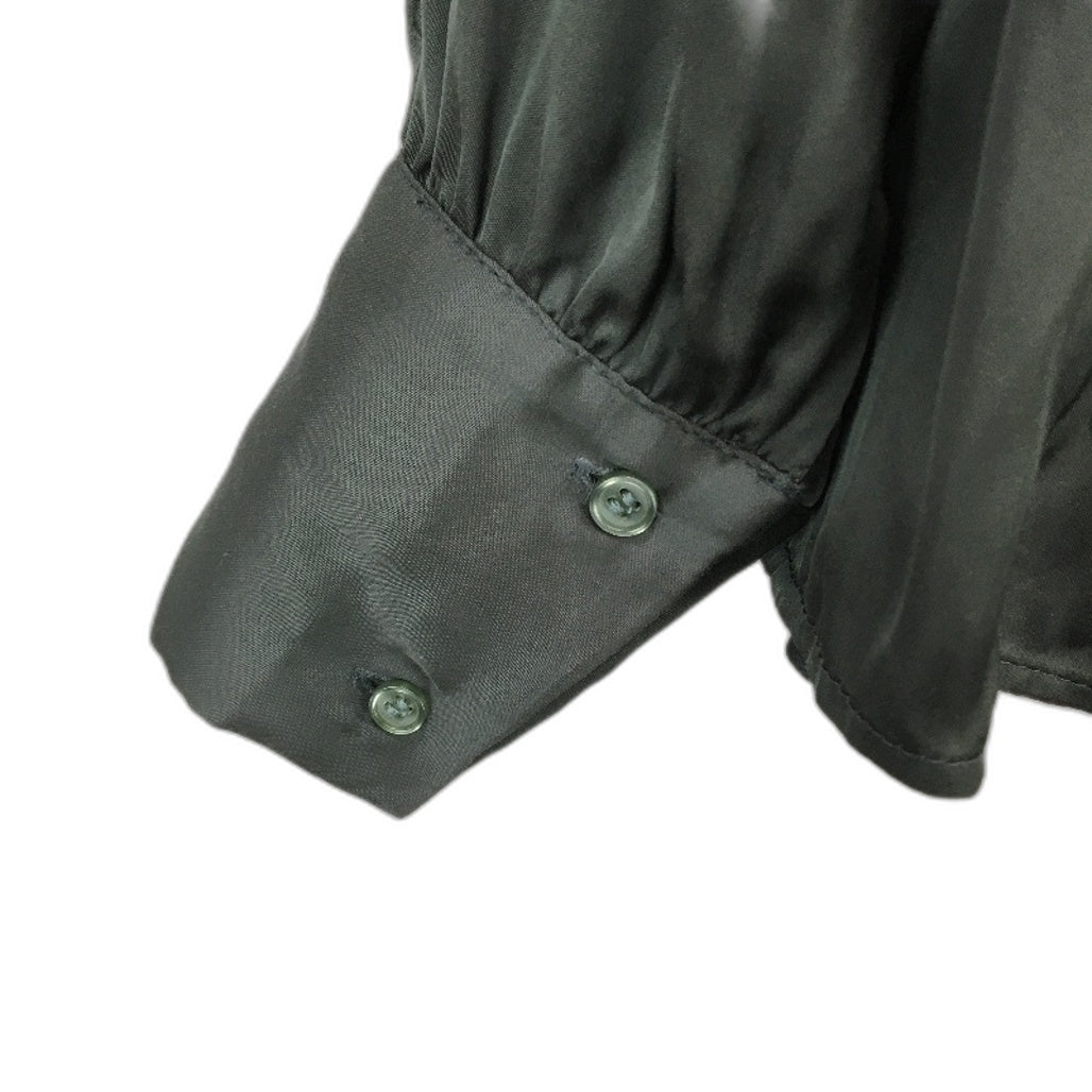 Tokito Petites Dark Green Silky Long Sleeve Button Up Blouse Ladies Size 10 NEW