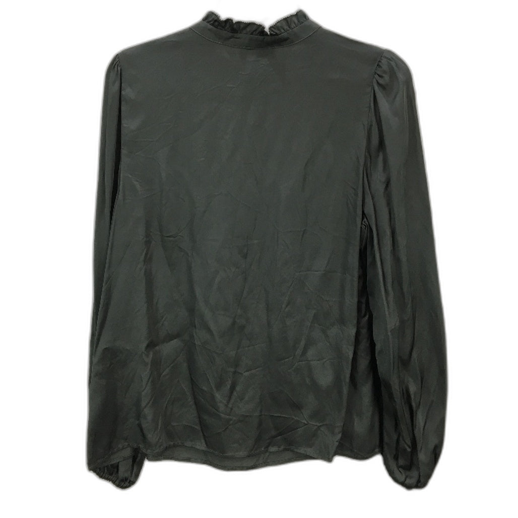 Tokito Petites Dark Green Silky Long Sleeve Frill Neck Blouse Ladies Size 10 NEW