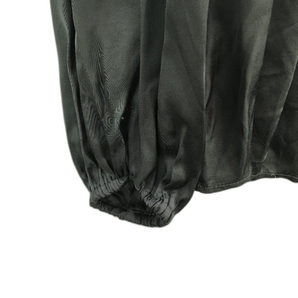 Tokito Petites Dark Green Silky Long Sleeve Frill Neck Blouse Ladies Size 10 NEW