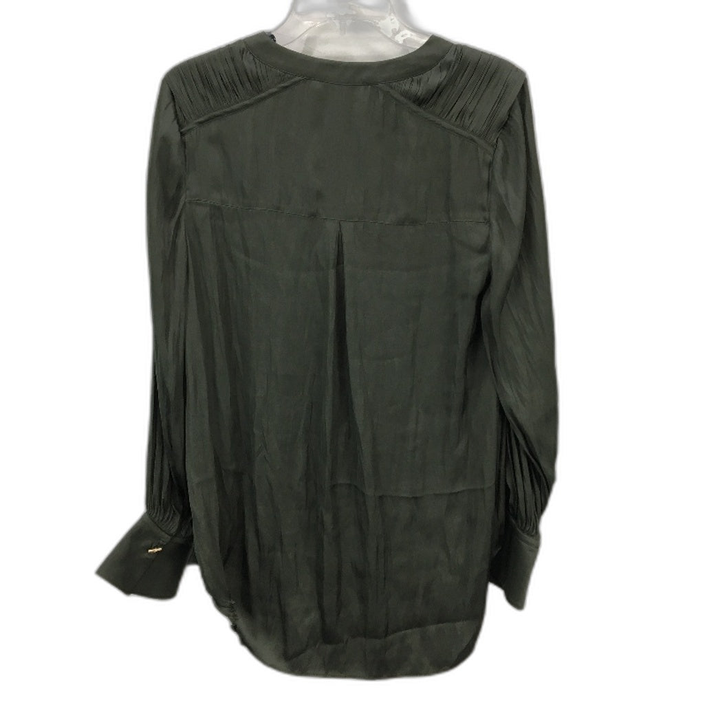 Basque Petites Dark Green Silky Long Sleeve V Neck Blouse Ladies Size 10 NEW