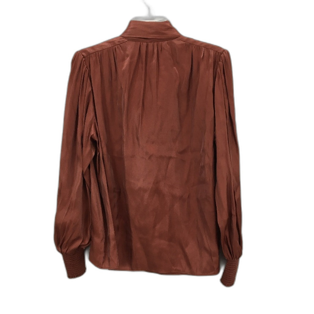 Basque Petites Rust Brown Silky Long Sleeve Tie Neck Blouse Ladies Size 10 NEW