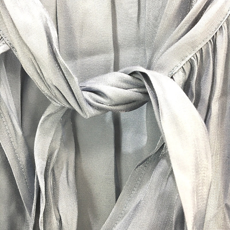 Basque Petites Bluish Grey Silky Long Sleeve Tie Neck Blouse Ladies Size 10 NEW