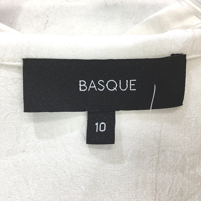 Basque Petites Ivory White Silky Long Sleeve Tie Up Tunic Blouse Size 10 NEW
