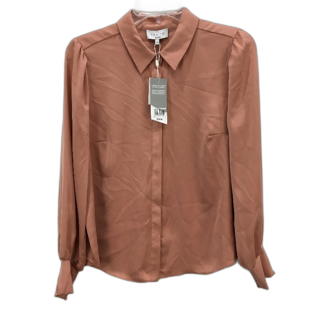 Tokito Petites Clay Pink Silky Long Sleeve Button Up Blouse Ladies Size 10 NEW