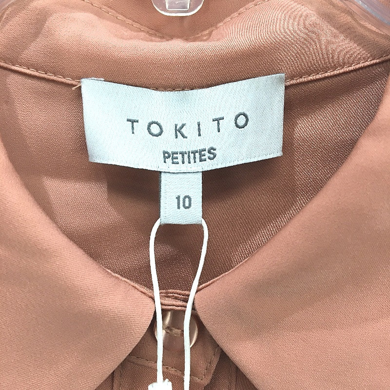 Tokito Petites Clay Pink Silky Long Sleeve Button Up Blouse Ladies Size 10 NEW