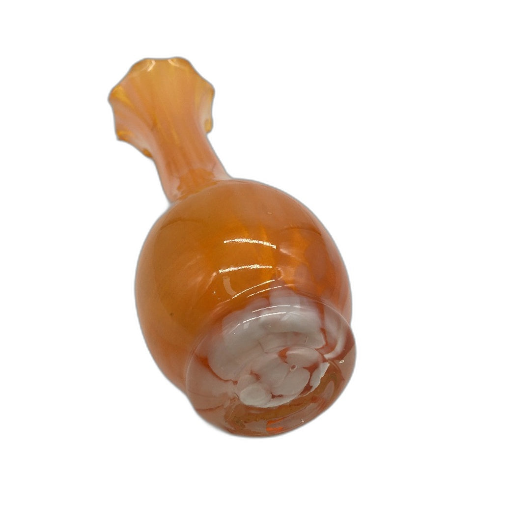 Vintage Orange & White Streaked Hand Crafted Glass Bud Vase 20cm