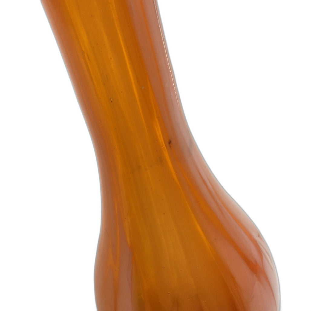 Vintage Orange & White Streaked Hand Crafted Glass Bud Vase 20cm