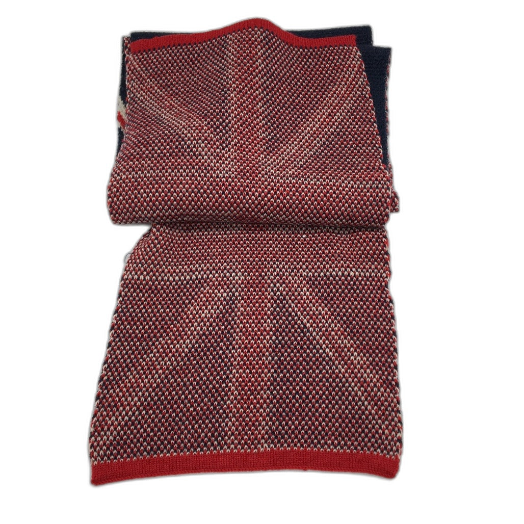 VINTAGE Navy Blue & Red Union Jack British United Kingdom Knitted Scarf 192x25cm