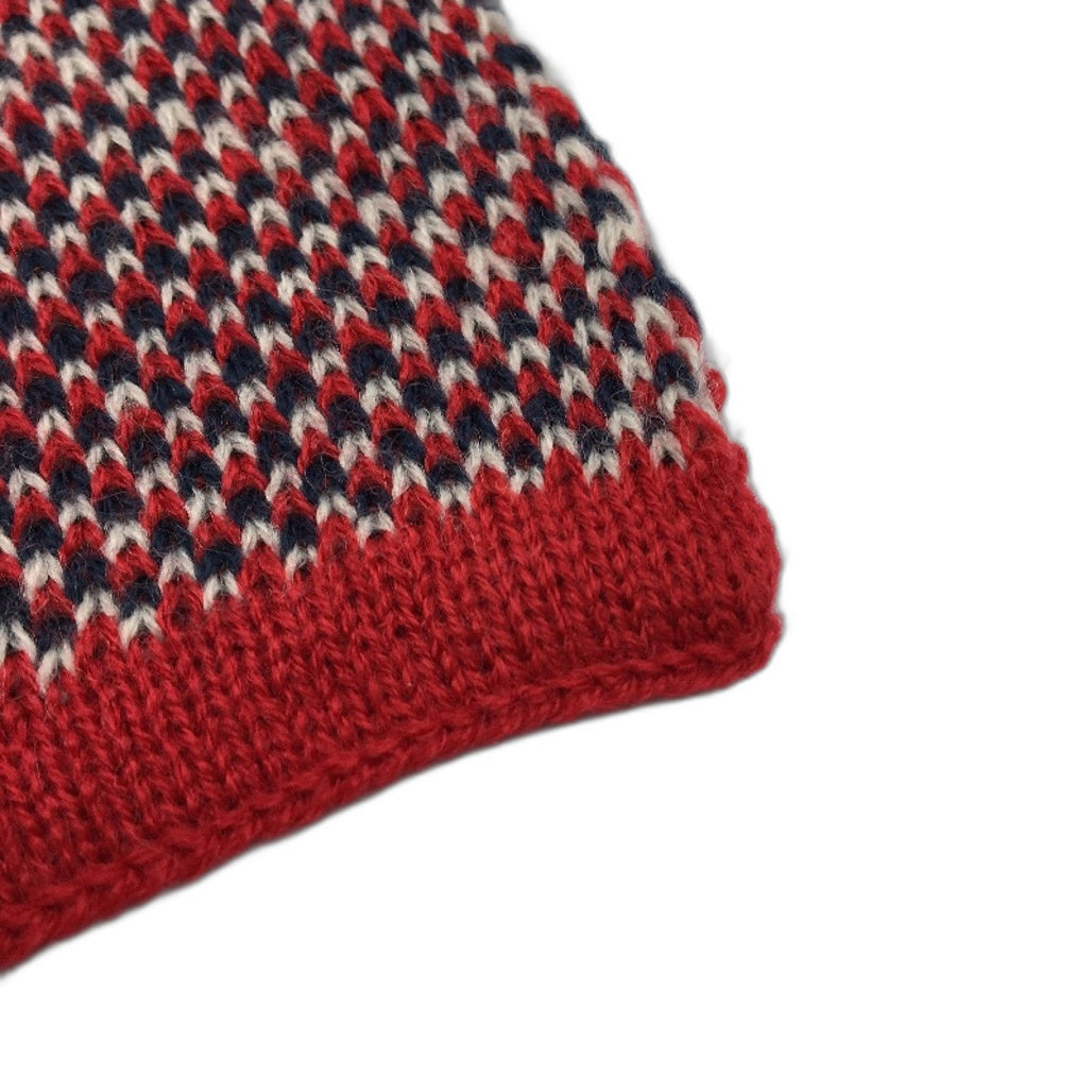 VINTAGE Navy Blue & Red Union Jack British United Kingdom Knitted Scarf 192x25cm