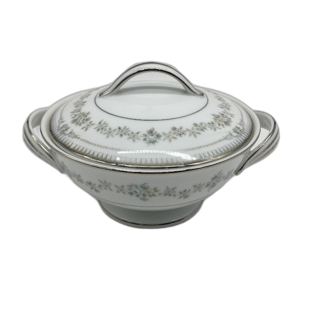 VINTAGE Japan 6011 Noritake China Silver Accent Flora Norwood Small Dish & Lid
