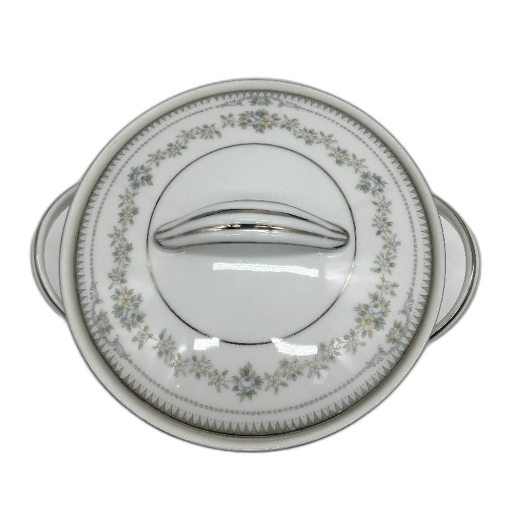 VINTAGE Japan 6011 Noritake China Silver Accent Flora Norwood Small Dish & Lid