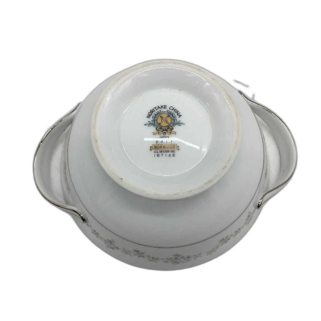 VINTAGE Japan 6011 Noritake China Silver Accent Flora Norwood Small Dish & Lid