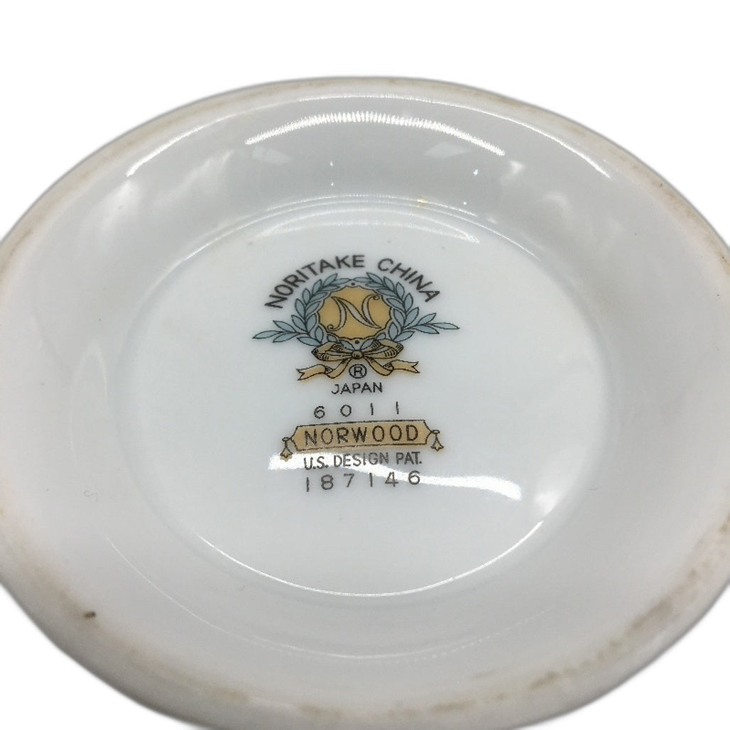 VINTAGE Japan 6011 Noritake China Silver Accent Flora Norwood Small Dish & Lid