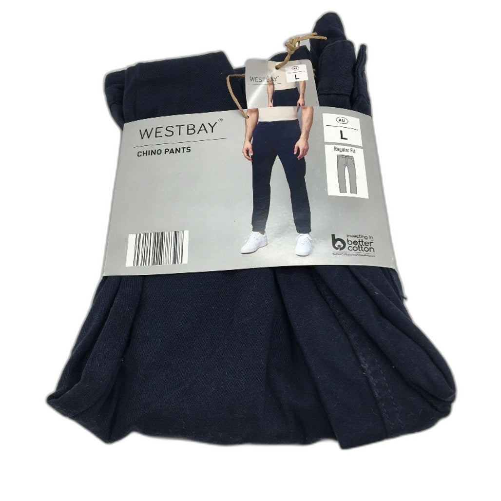 Westbay Navy Blue Cotton Regular Fit Chino Pants Mens Size L NEW