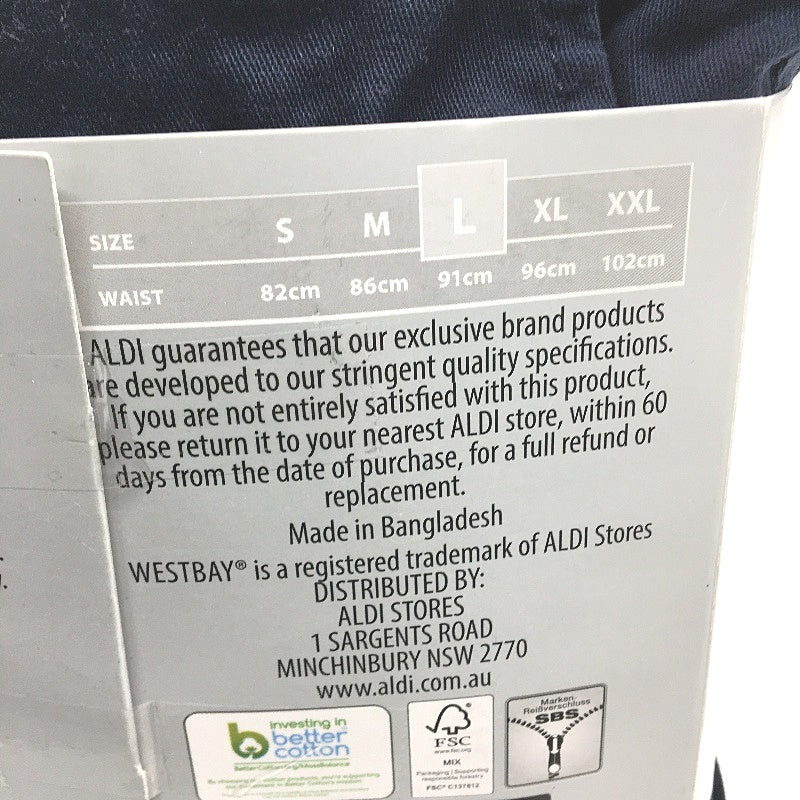 Westbay Navy Blue Cotton Regular Fit Chino Pants Mens Size L NEW