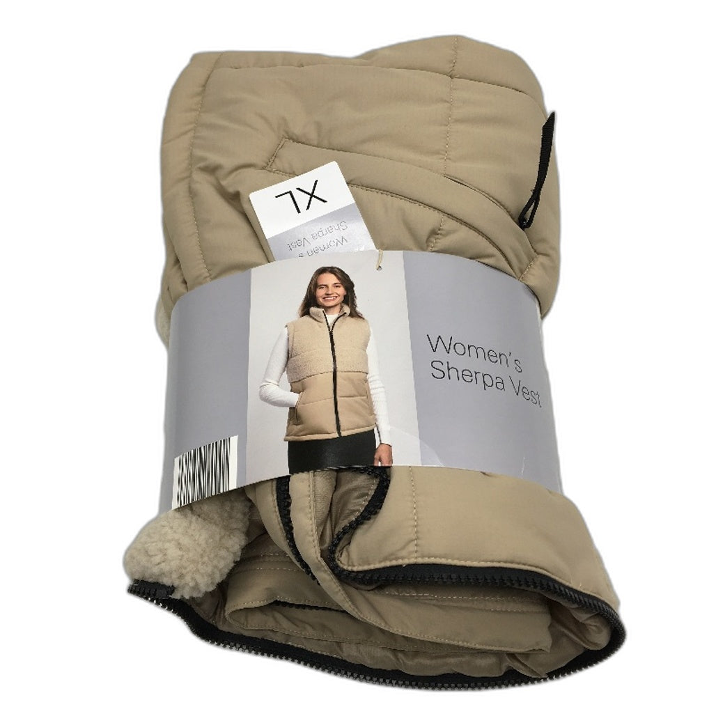 Crane Performance Tan Zip Up Sleeveless Sherpa Vest Ladies Size XL NEW