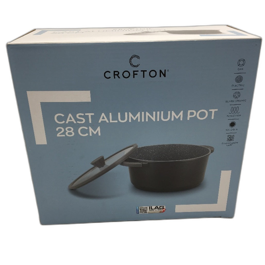 Crofton 28cm Die Cast Aluminium Pot 6,8L Heat Insulating Silicone Handles NEW