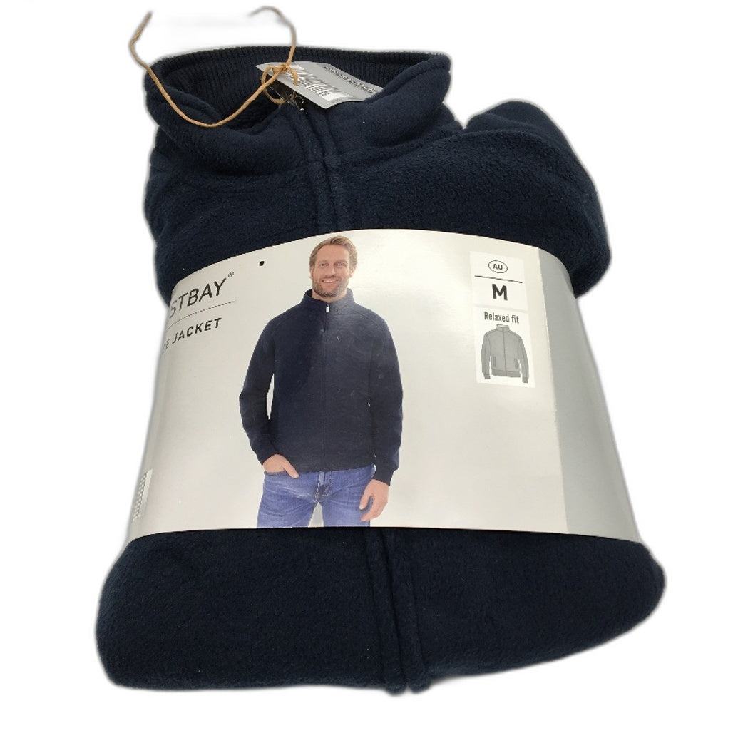 Westbay Navy Blue Full Zip Up Relaxed Fit Fleece Jacket Mens Size M NEW