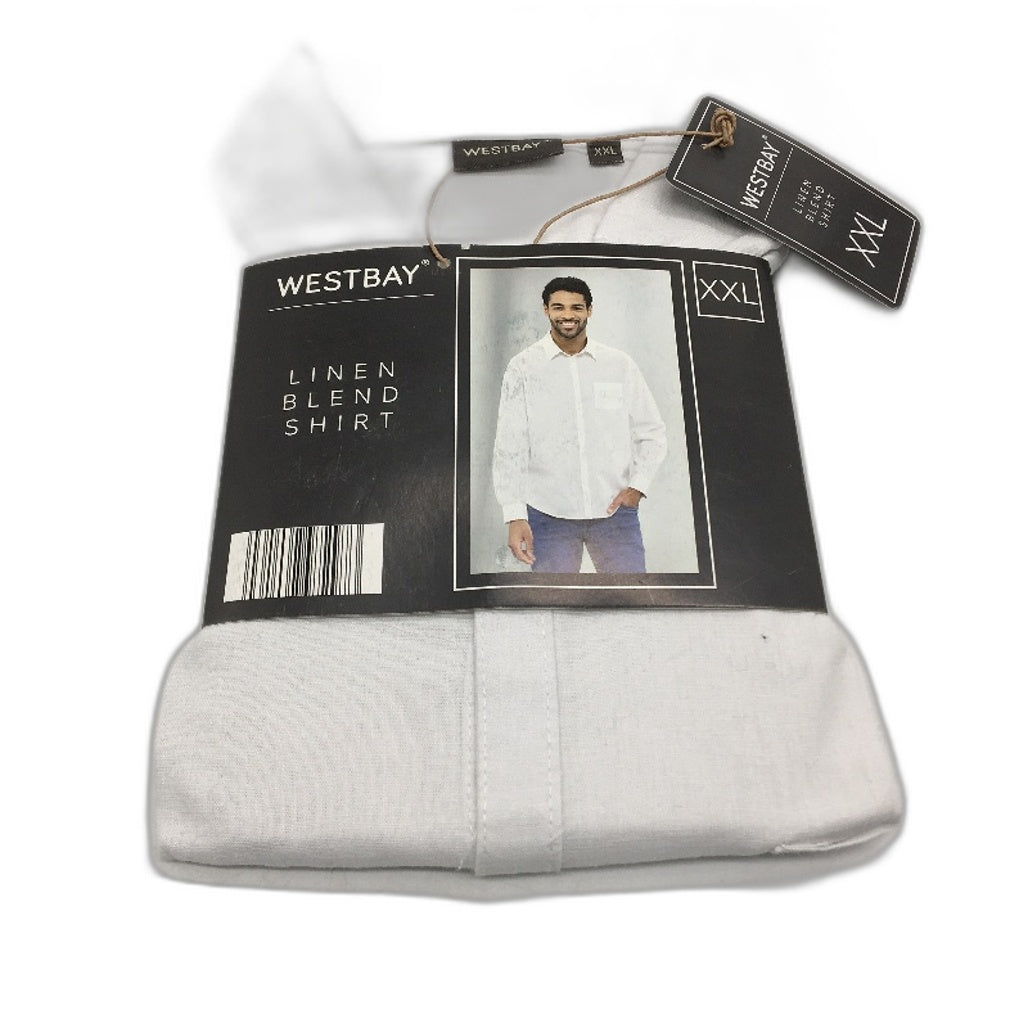 Westbay White Long Sleeve Linen Blend Button Up Shirt Mens Size XXL NEW