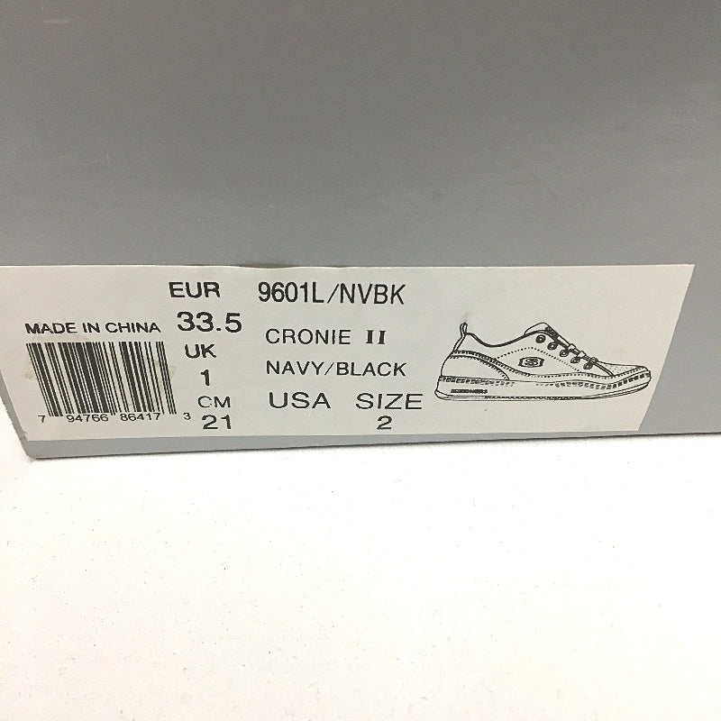 Skechers Sport Navy Black Cronie II Sneakers Kids Sze EUR 33.5 US 2 21cm NEW