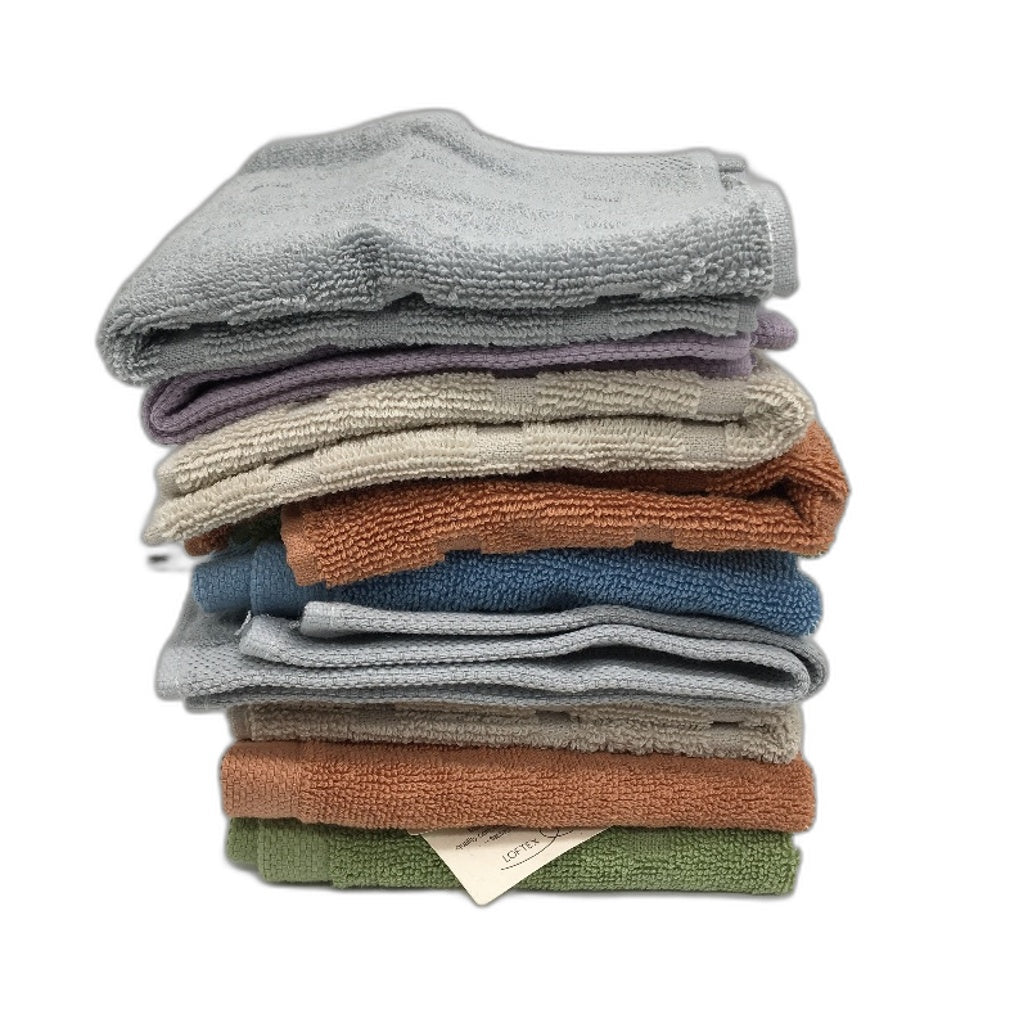 Kirkton House 10 Piece Square Patterned Luxe Multicolored Face Washers Pack NEW