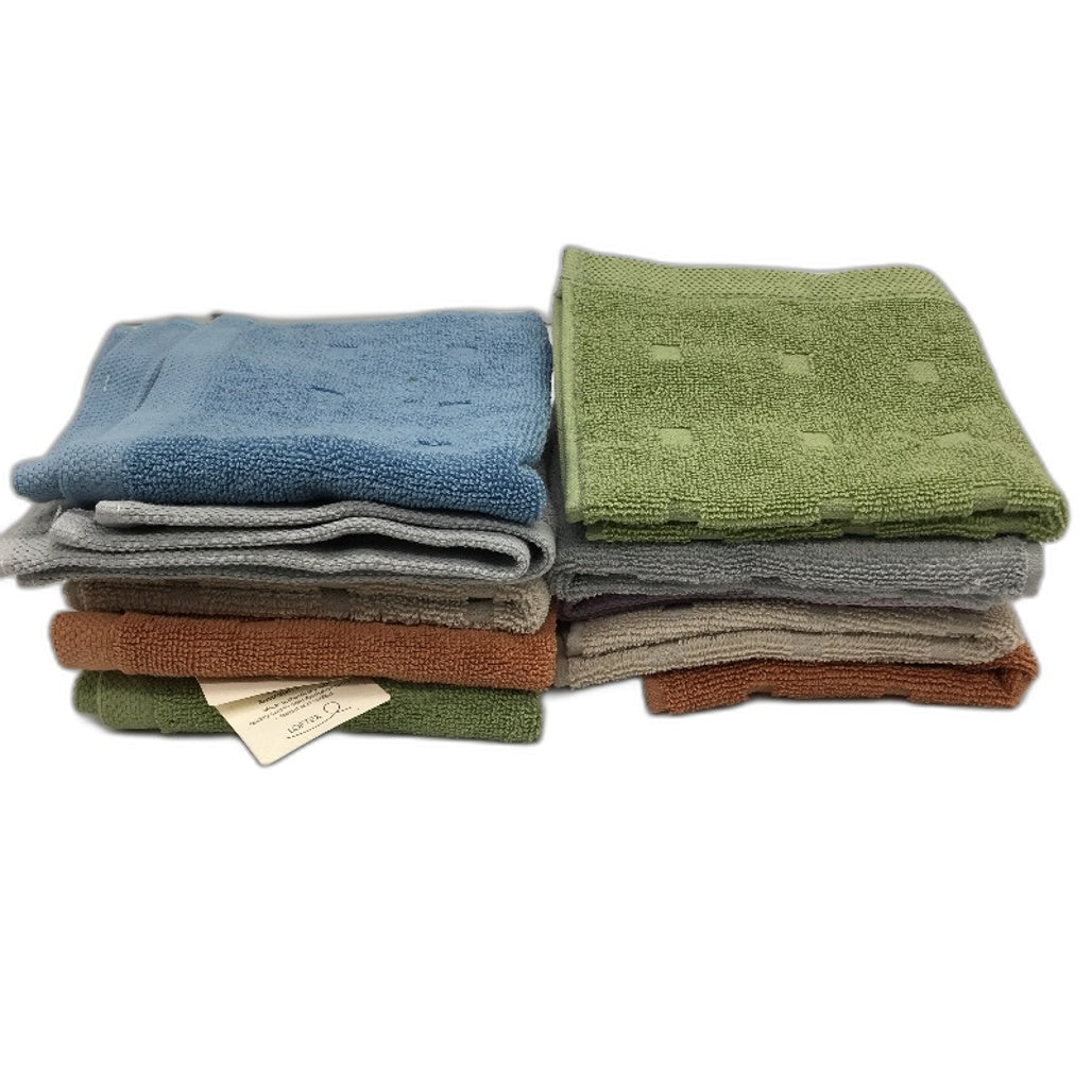 Kirkton House 10 Piece Square Patterned Luxe Multicolored Face Washers Pack NEW