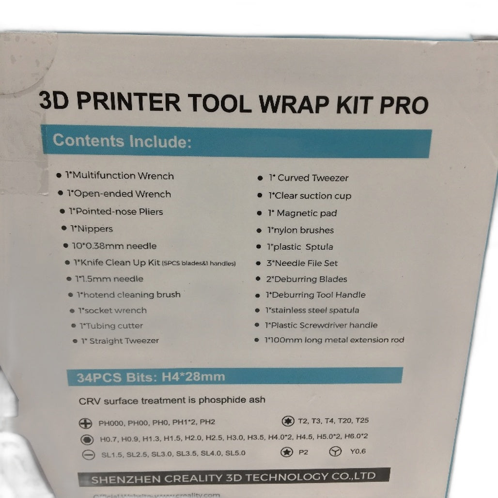 CREALITY 3D Printer Tool Wrap Kit Pro Nozzle Cleaning Deburring Finishing Tools